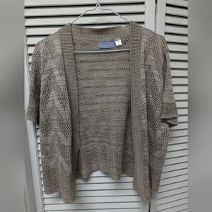 Laura Scott Taupe Chevron Knit Cardigan
